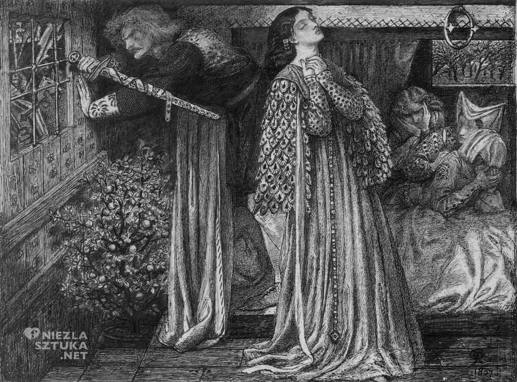Rossetti, Sir Lancelot w komnacie królowej prerafaelici malarstwo sztuka XIX wieku