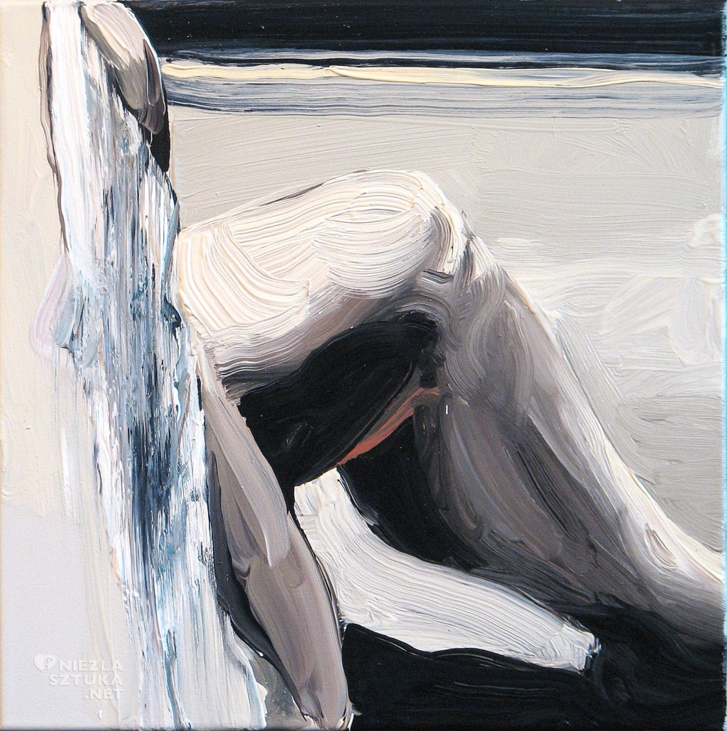 'Na kolanie malowane I.', 2014, 40x40 cm, olej na płótnie