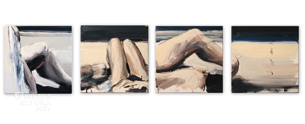 'Na kolanie malowane I.,II.,III.,IV.', 2014, 4x 40x40 cm, olej na płółtnie