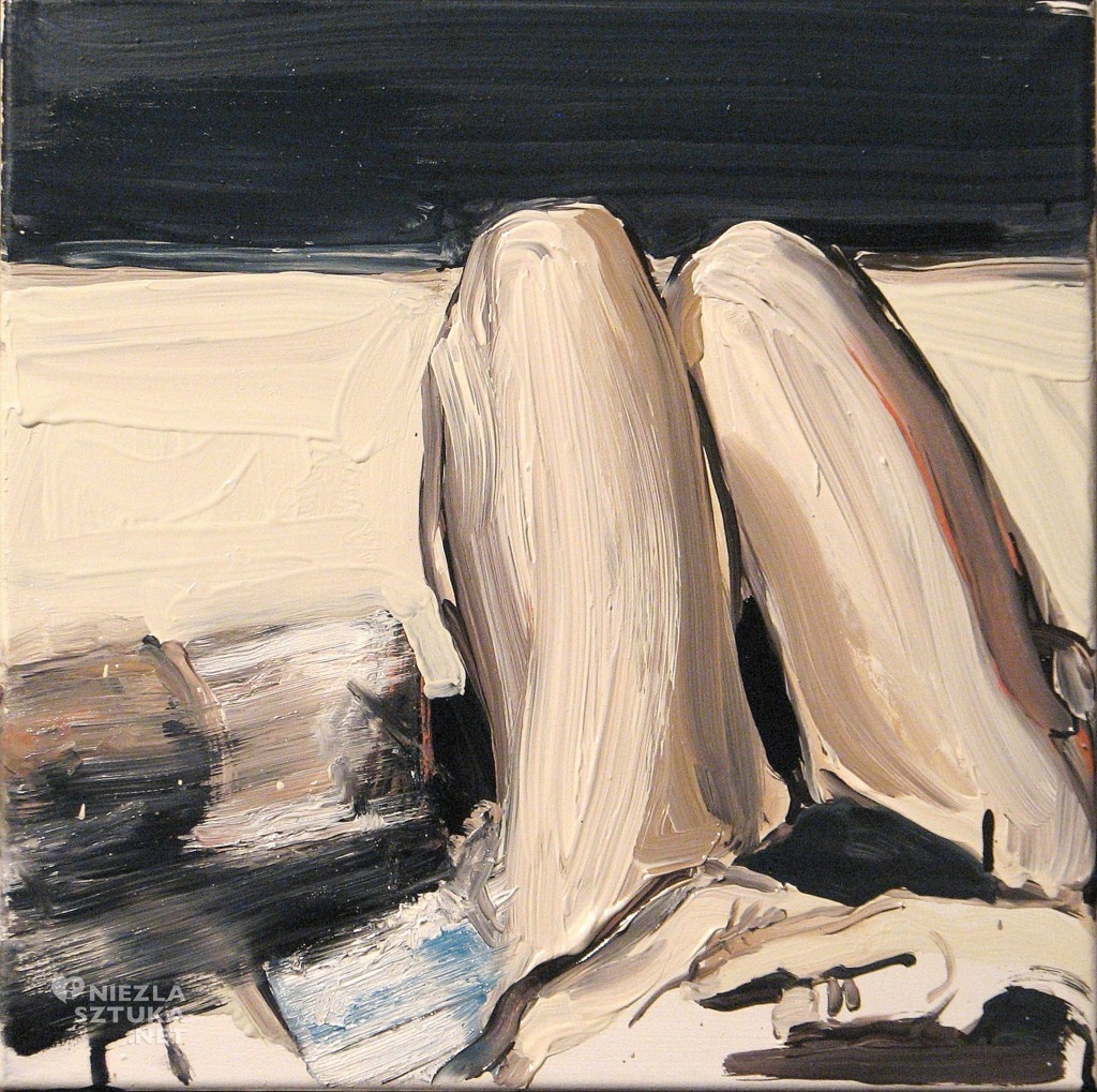 'Na kolanie malowane II.', 2014, 40x40 cm, olej na płółtnie