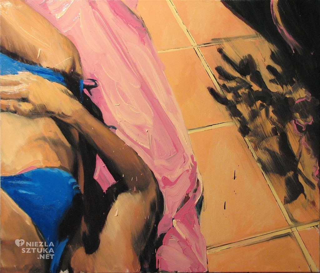 'Niebieskie bikini i cień', 2014, 90x105 cm, olej na płótnie