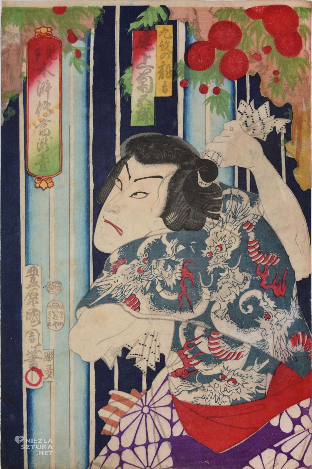 Kunichika, Kabuki Actor Onoe Kikugoro as Kyumon no Ryukichi, 1875