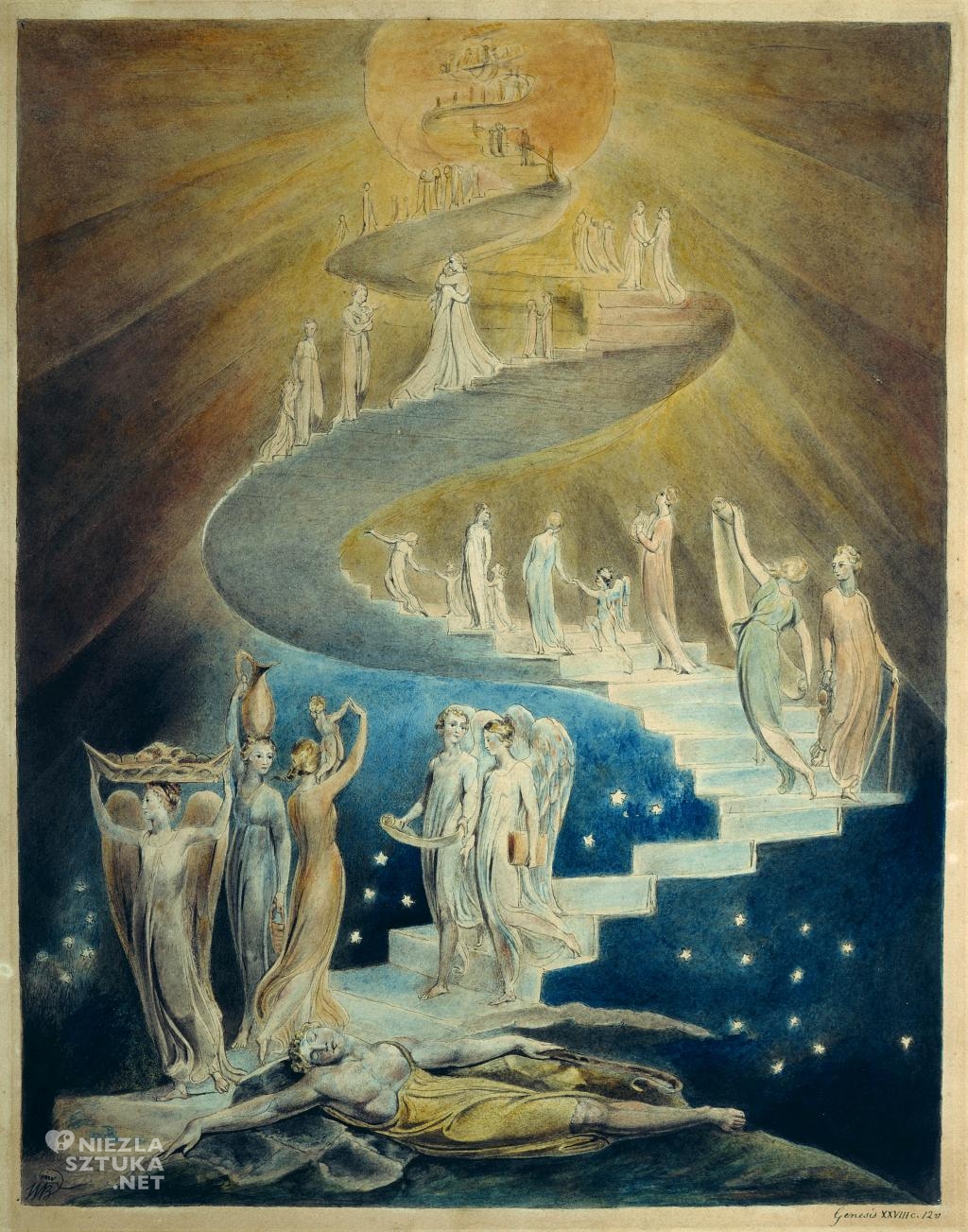 William Blake Drabina Jakuba, ok. 1805 (British Museum, Londyn)