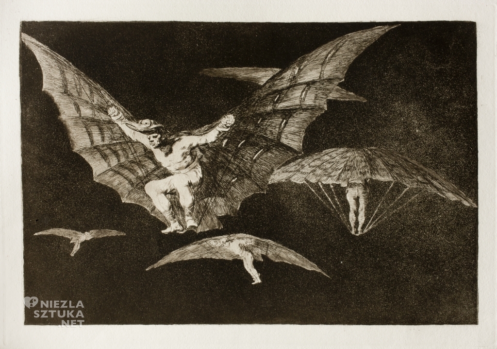Francisco de Goya, Sposób na latanie, grafika nr. 13 z cyklu Szaleństwa, 1815 - 1823