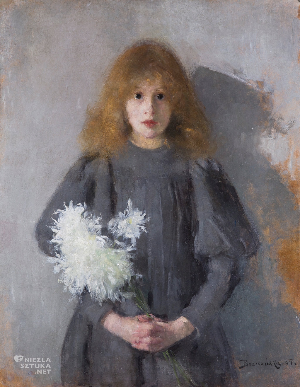 Olga Boznańska, Dziewczynka z chryzantemami, 1894, wł. Muzeum Narodowe w Krakowie
