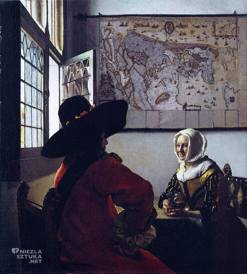Johannes Vermeer Oficer i roześmiana dziewczyna, ok. 1655 - 60, The Frick Collection, Nowy Jork