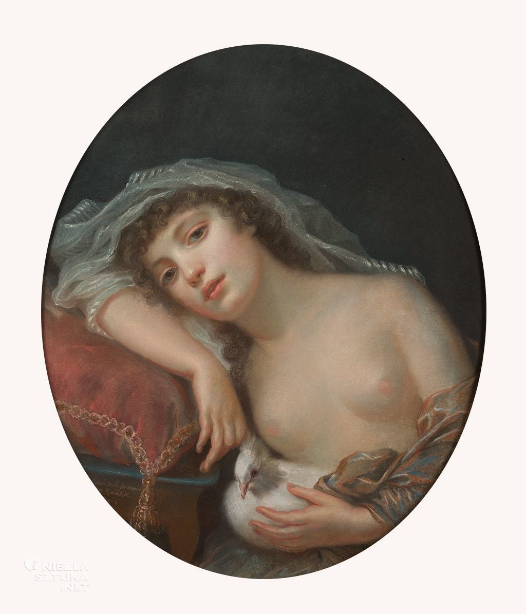 Anna Rajecka <em>Dziewczyna z gołąbkiem</em> (Alegoryczny portret Rozalii z Chodkiewiczów Lubomirskiej?), 1789-90, MNW